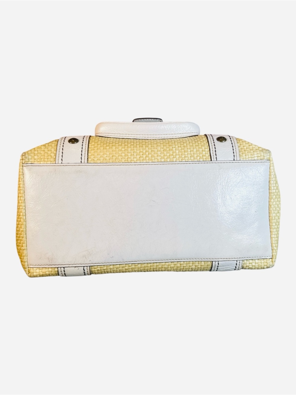 Coach Vintage Legacy Woven Straw White Leather Tote Bag - Picture 6 of 14